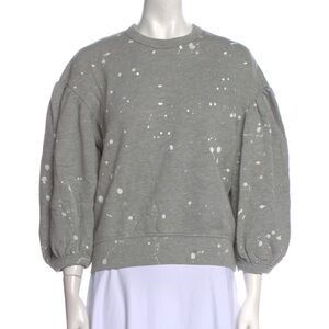 Clare V Sweatshirt Womens Gray Paint Splattered Balloon Sleeve Crop M
